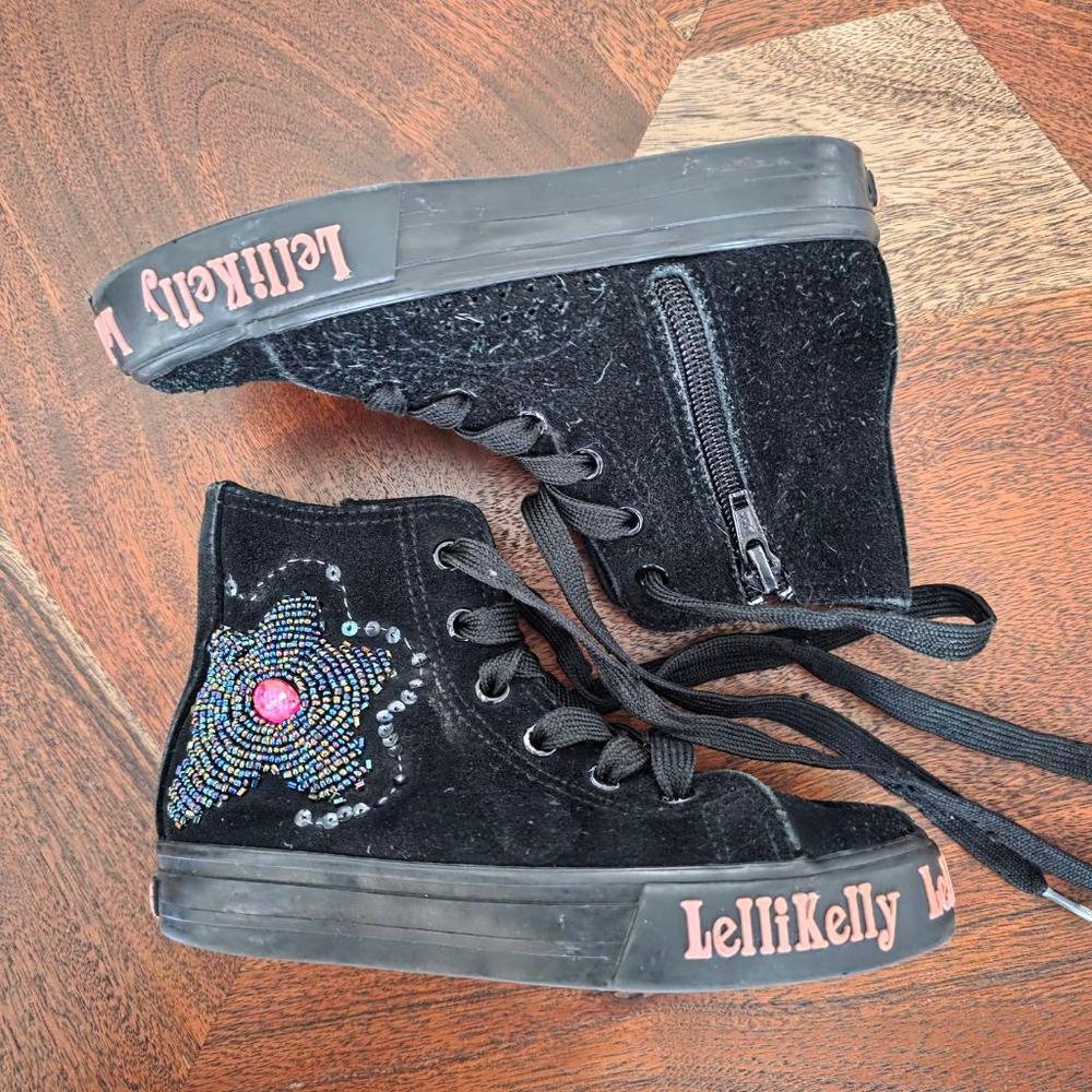 Girls' Lelli Kelly Black Pink Sequin High-Top Sneakers US 11 (Toddler Girl) - Picture 4 of 8